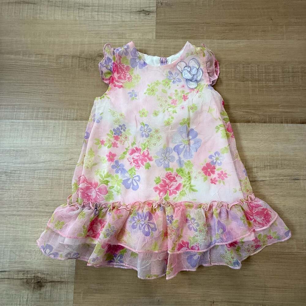 George Baby Girls Floral Ruffle Dress Pink 18 Months